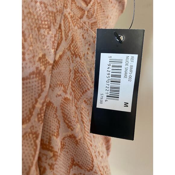 NWT Badgley Mischka Studio nude snakeskin print racerback cami tank top size M - Picture 3 of 5